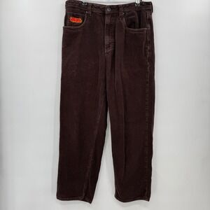 Empyre Relax Corduroy Pants‎ Brown Size 30 Embroidered Logo Vintage Style